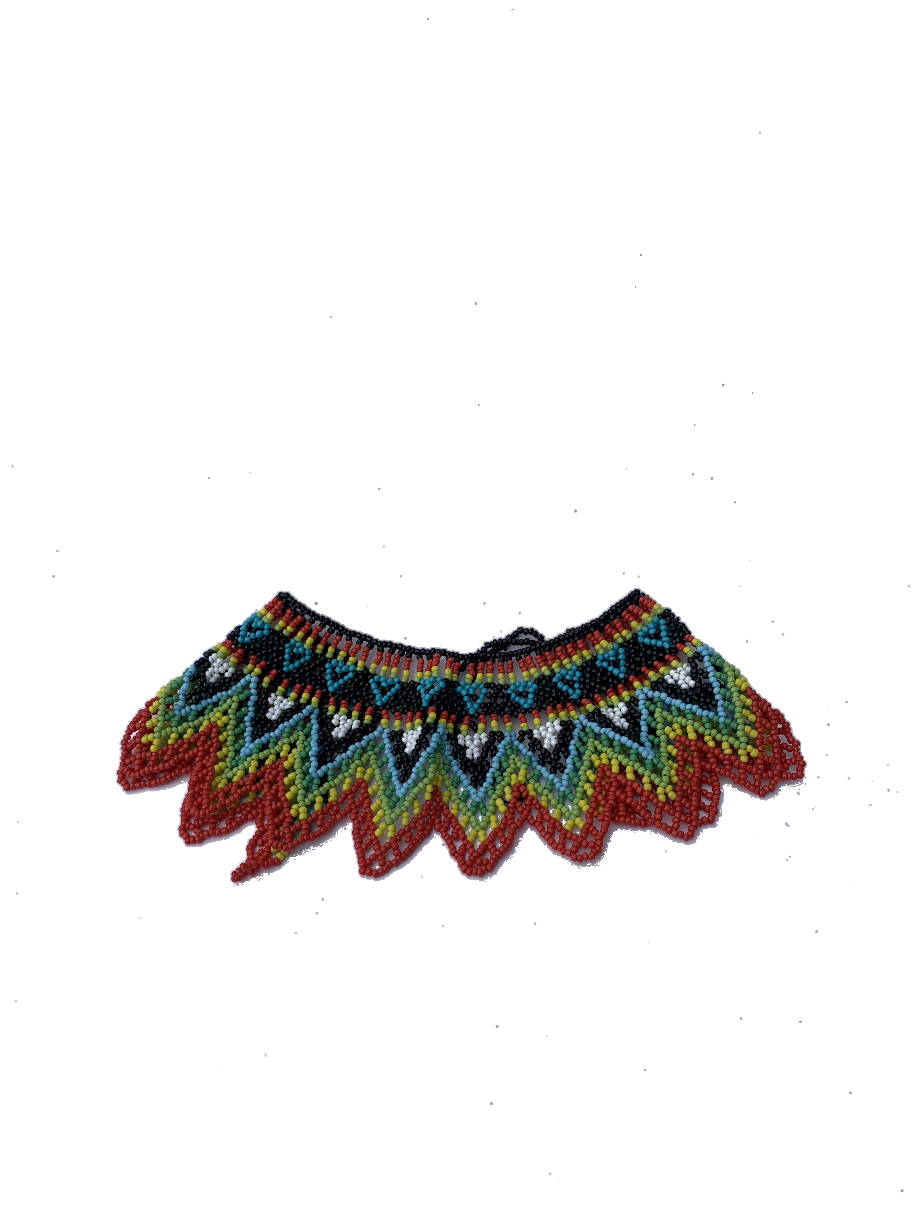 Wenchi Zigzag Collar — handmade green, red, multicolor, zigzag beaded collar necklace by Rama, Ghana, Duncan BC