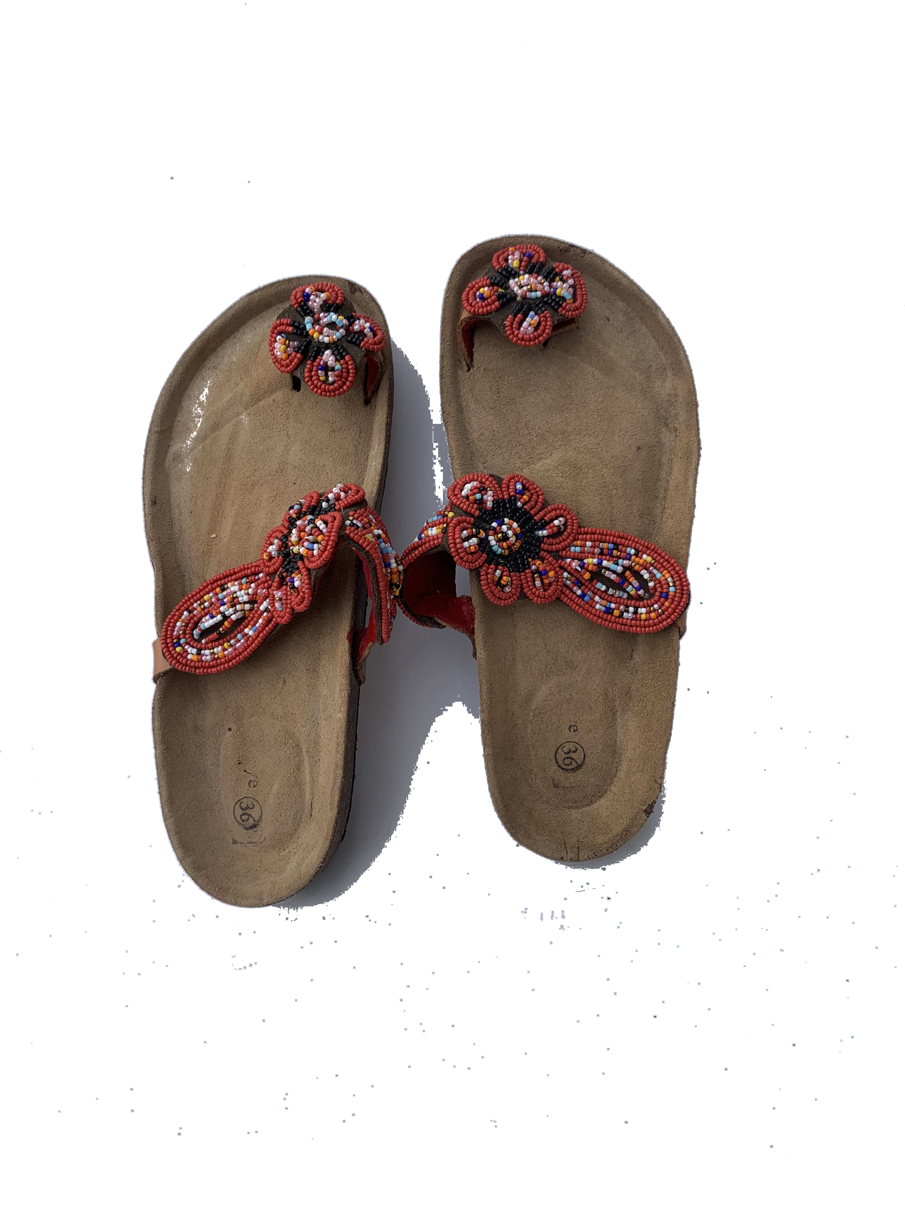 Techiman Meadow Sandals — handmade multicolor, floral, leather beaded leather sandals by Rama, Ghana, Duncan BC