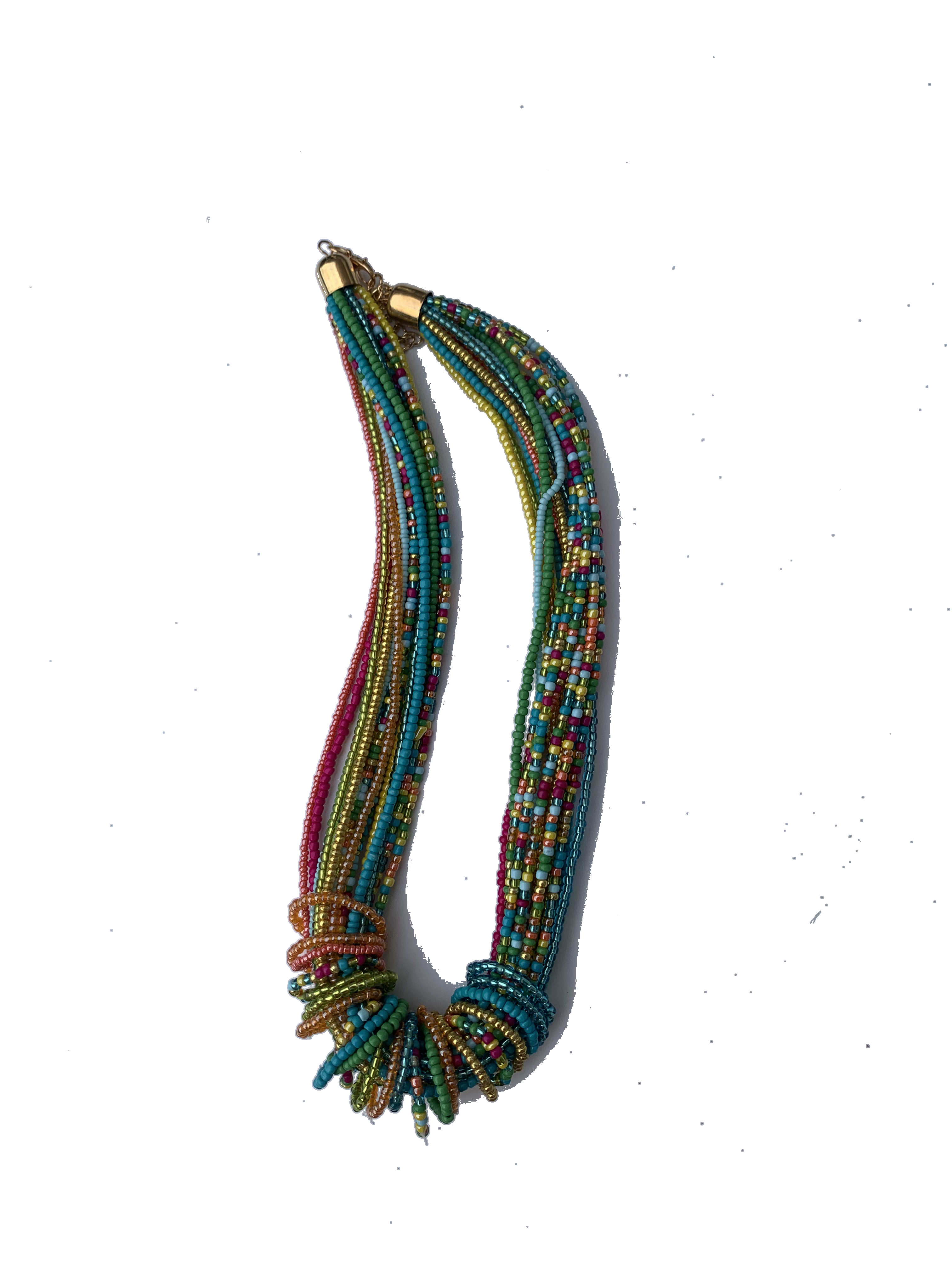 Suhum Rainbow Strands — handmade multicolor, rainbow beaded multi-strand necklace by Rama, Ghana, Duncan BC