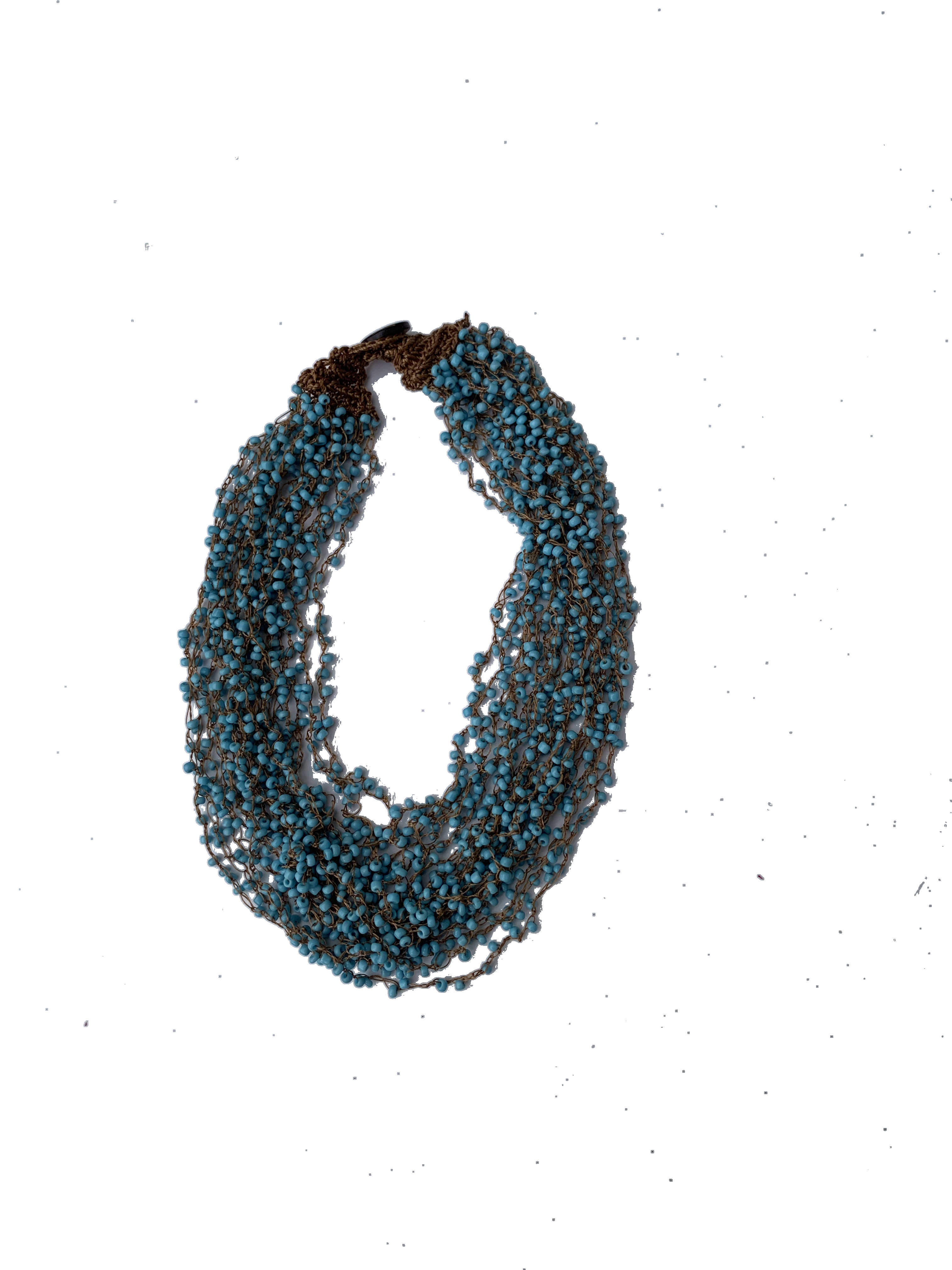 Sefwi Lagoon Strands — handmade teal, blue, lagoon beaded multi-strand necklace by Rama, Ghana, Duncan BC