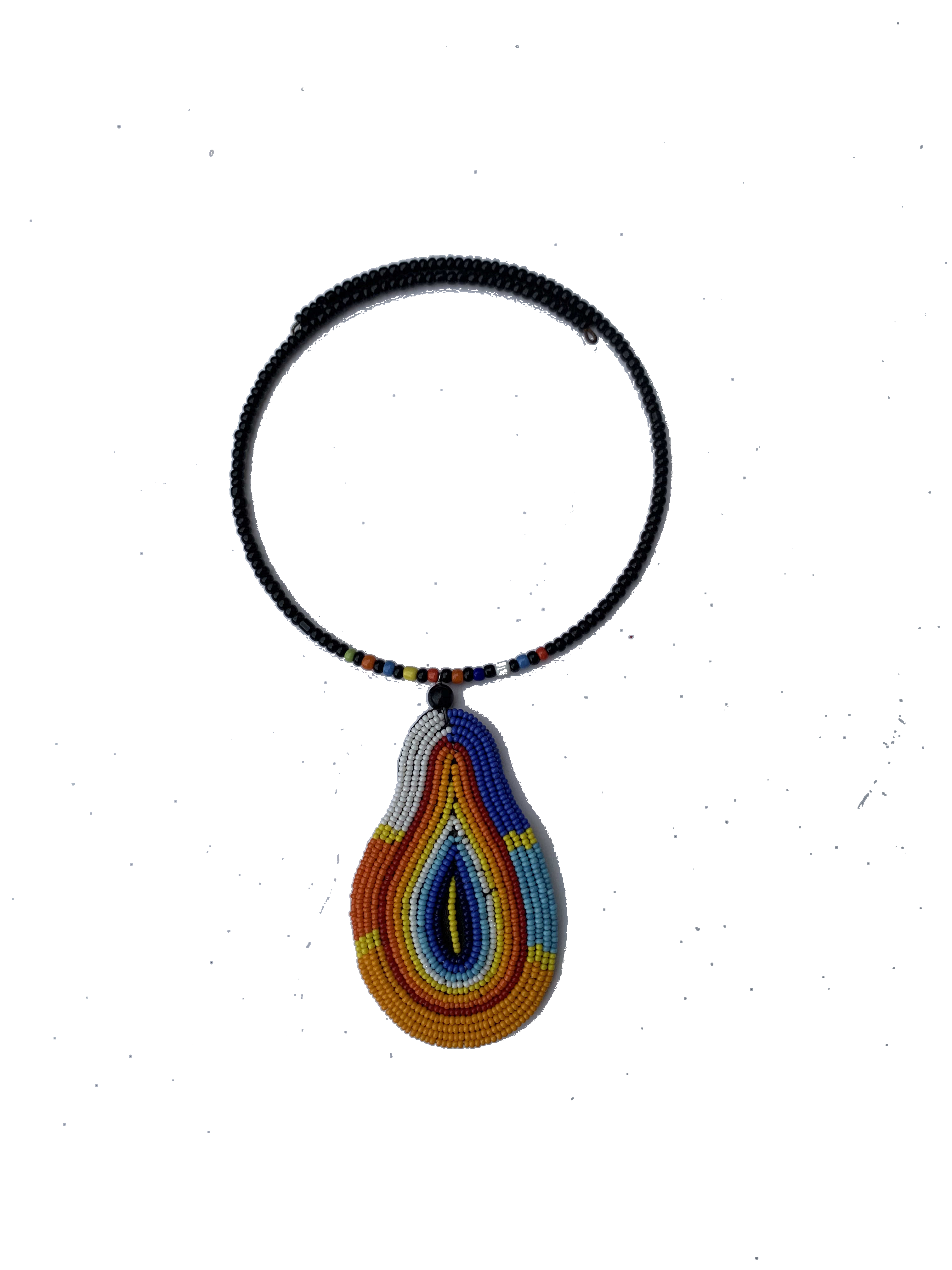 Gushegu Onyx Collar — handmade black, onyx, teardrop beaded statement necklace by Rama, Ghana, Duncan BC