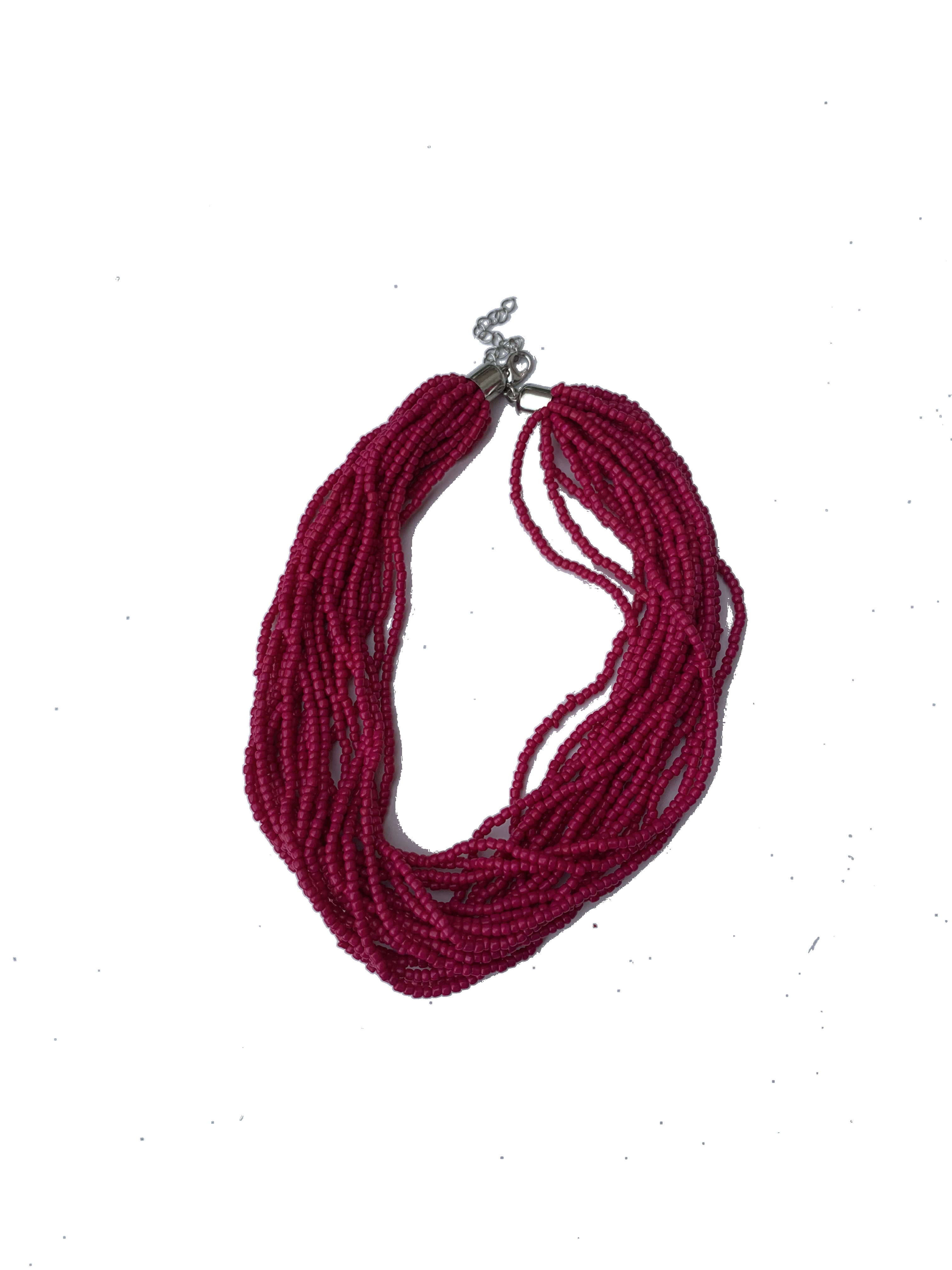 Tolon Rosewood Strands — handmade pink, red, rosewood beaded multi-strand necklace by Rama, Ghana, Duncan BC