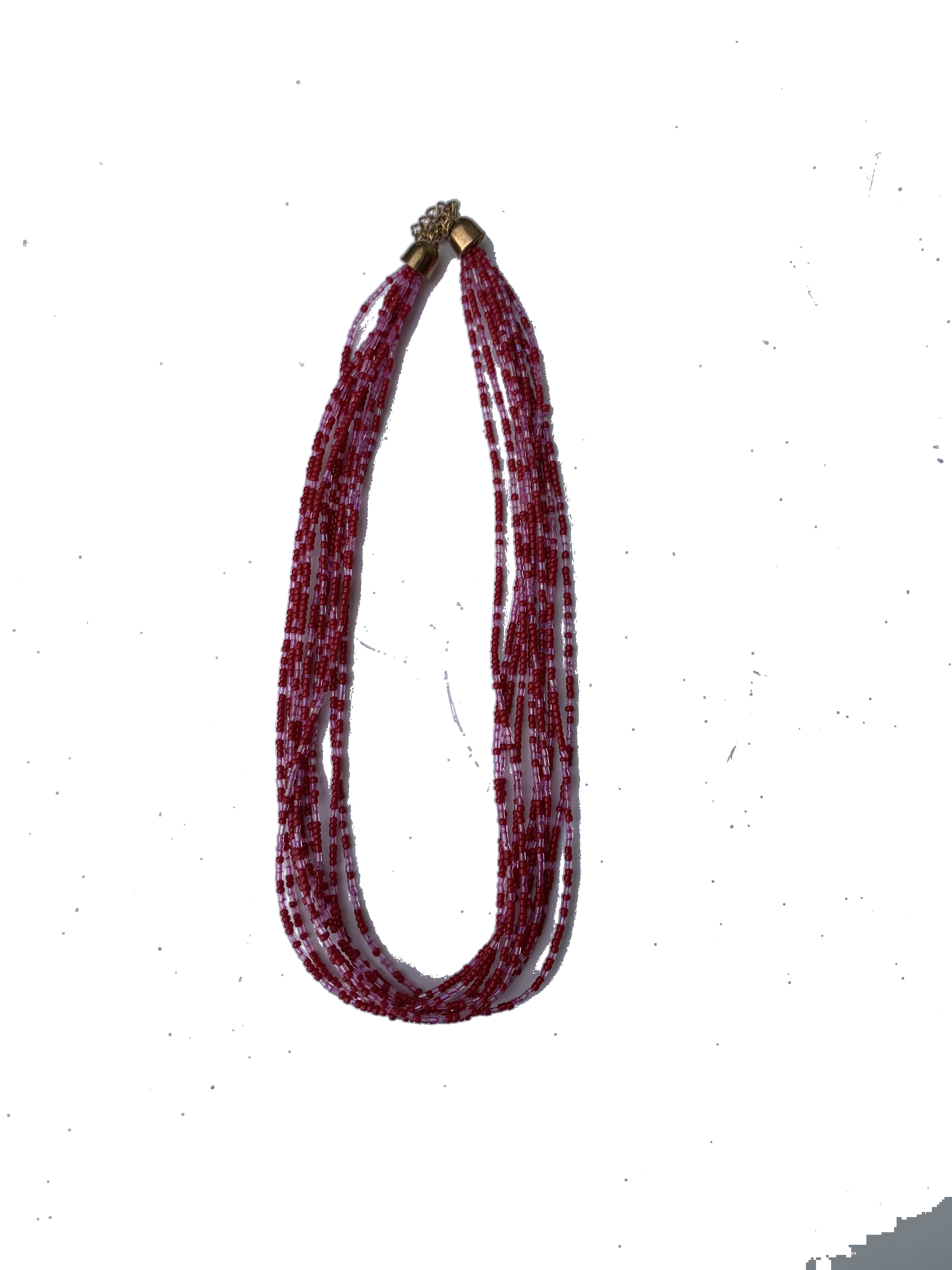 Bole Crimson Strands — handmade red, crimson beaded multi-strand necklace by Rama, Ghana, Duncan BC
